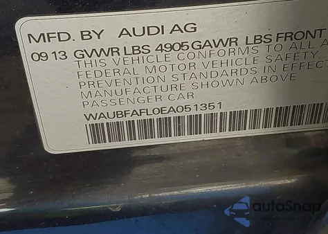 2014 Audi A4 2.0T Premium z USA, uszkodzony, nr VIN WAUBFAFL0EA051351